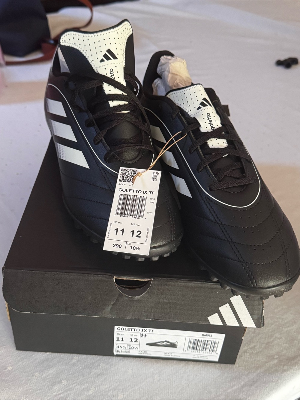 adidas Black and White Goletto IX TF Men's Turf Soccer Shoes